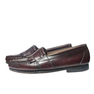 Florsheim Men Dress Shoe Leather Loafer Burgundy Wingtip Tassels Fringe Size 9 D
